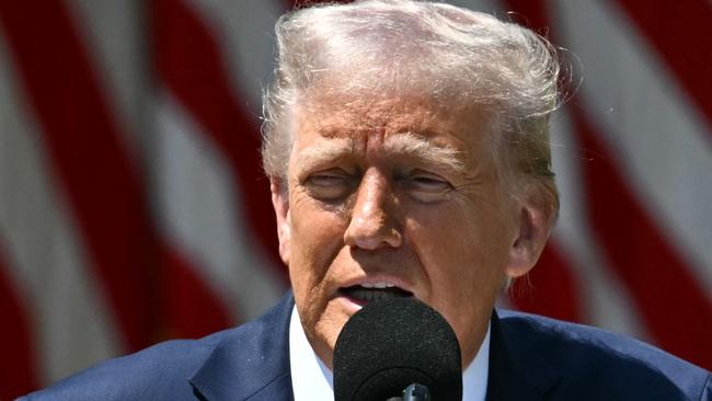 US President Donald Trump speaks during a National Day of Prayer event in the Rose Garden of the White House in Washington, DC, May 1, 2025. (Photo by Mandel NGAN / AFP)