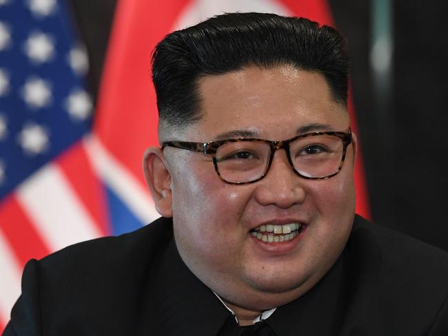 The reclusive Kim Jong-un appeared to be loving the attention throughout the day. Picture: AFP