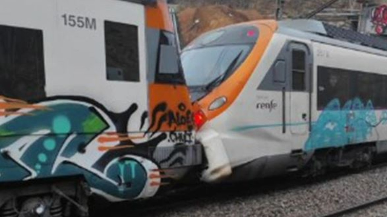 Two trains have collided in Barcelona. Picture: Twitter