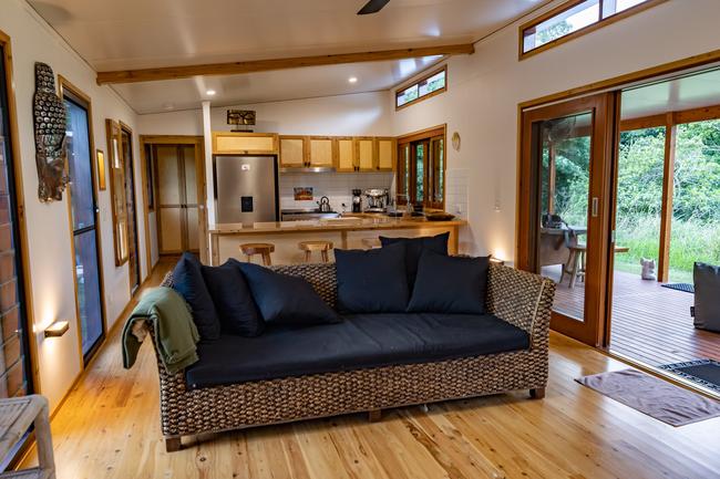 The Mount Jukes Eco Resort, built from scratch by yoga aficionado David Deakin, holds glamping tents and a half-moon shaped house that face Mt Jukes and Mr Deakin says the â€œenergyâ€ of the property has to be experienced to be understood. Picture: Contributed