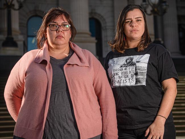 Black Lives Matter rally organisers Crystal McKinnon and Meriki Onus. Picture: Jason Edwards