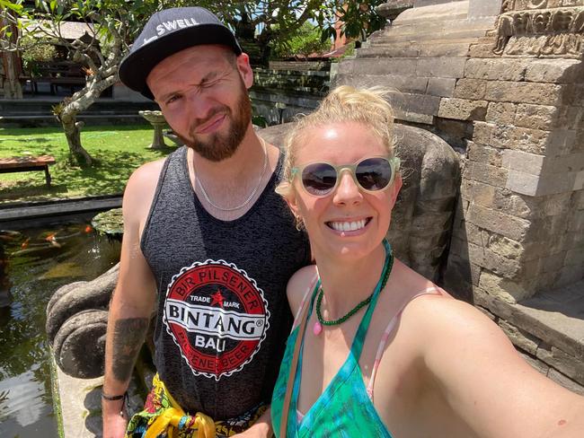 Jacob Vennix with his wife Kimberley Fuller in Bali in 2023. Picture: Facebook