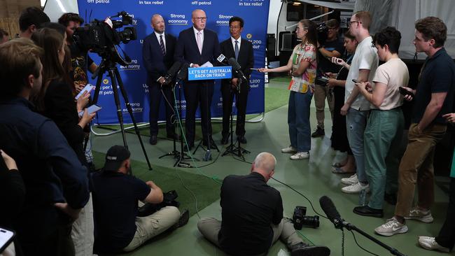 Peter Dutton has talked up his chances of winning Saturday’s federal election during a visit to Perth. Picture: Adam Head / NewsWire