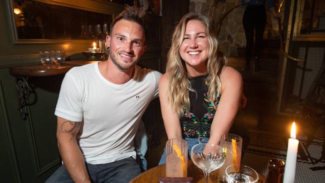 Valentine Ervic and Emma Ladlow met in person for the first time at The Cumberland in Manly. Picture: Julian Andrews