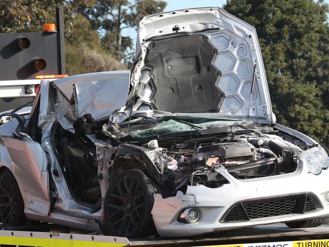 MELBOURNE, AUSTRALIA - NewsWire Photos, JULY 5, 2022. A Major crash on the Westgate Bridge in Melbourne. A car involved is taken away on a tow truck. Picture: NCA NewsWire / David Crosling