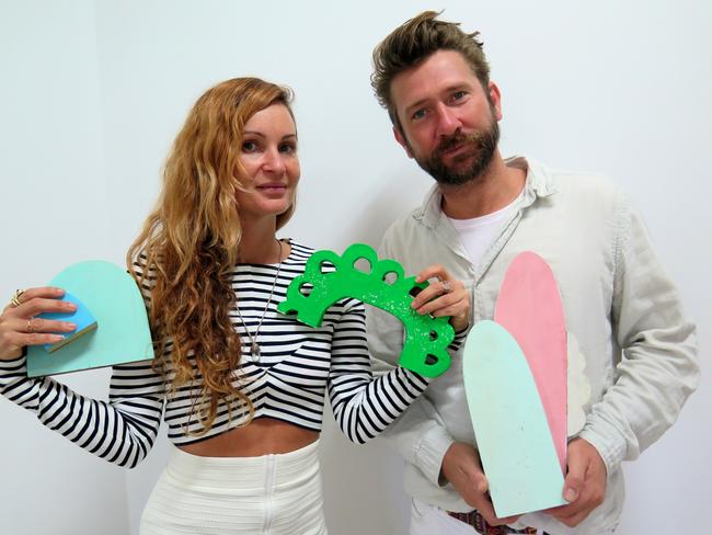 Alice McCall and Daimon Downey prepare for the Fashion Week 2015 show.