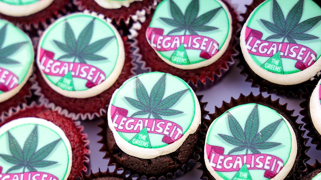 Cupcakes promoting weed legalisation. Picture: NCA NewsWire / Ian Currie