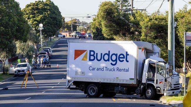 Police at the scene of the fatal crash. Picture: Jason Edwards