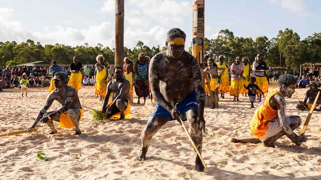 Gurrmuy homeland dance at day one of Garma Festival on Friday August 2023. Picture: Pema Tamang Pakhrin