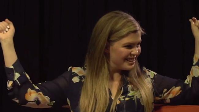 Belle Gibson appeared at ease in the mock interview presented in court.