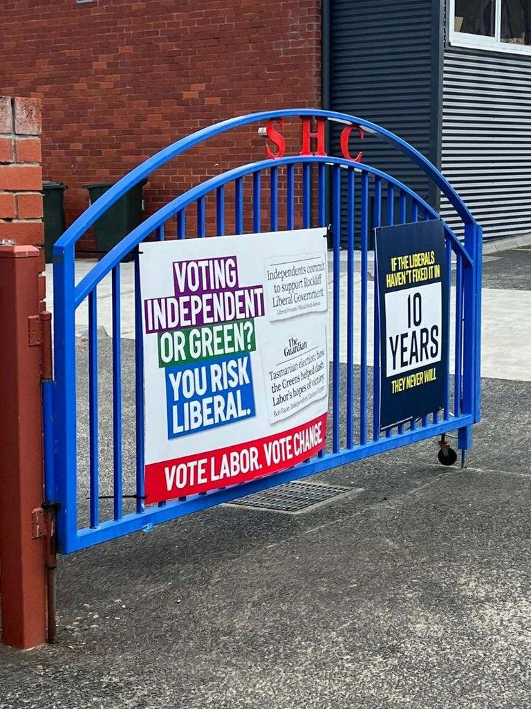 Labor signs at a polling place in the state's south. Picture: supplied