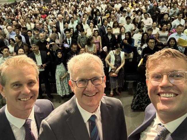 (Left to right) MPs Andrew Charlton, Tony Burke and Jerome Laxale during a citizenship ceremony in Sydney. https://www.instagram.com/p/DGaEU36zxvd/?hl=en&img_index=1