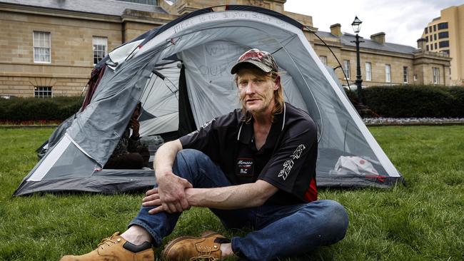 Joseph Darling has been homeless for years and in October protested on Parliament lawns. Picture: Zak Simmonds