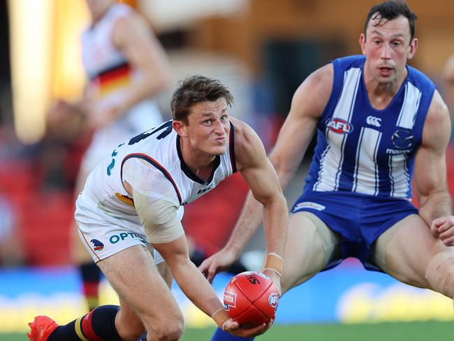 Matt Crouch and the Crows will hope to bank two wins against North Melbourne. Picture: Michael Klein