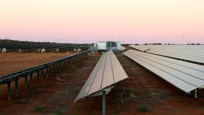 Rows of solar panels line an energy farm in Broken Hill, NSW. Picture: Hollie Adams