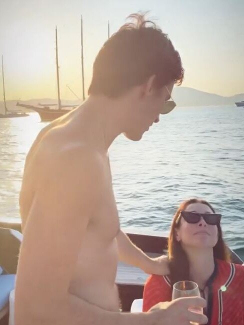 Erica Packer seen on a boat with an unknown friend in Antibes. Picture: Instagram