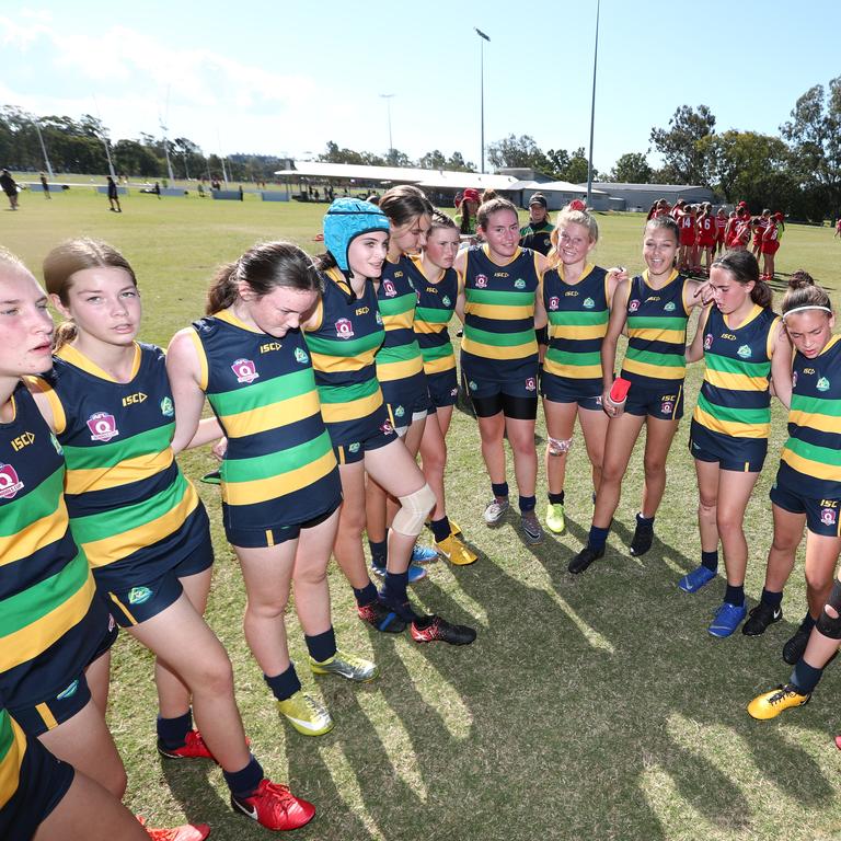 Action from the AFLQ Schools of Excellence competition. Picture: AFLQ