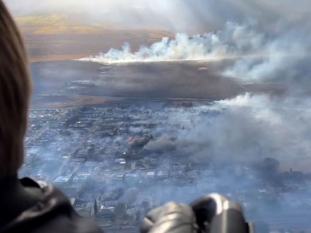 The extent of the catastrophe can be seen from a helicopter. Picture: AFP