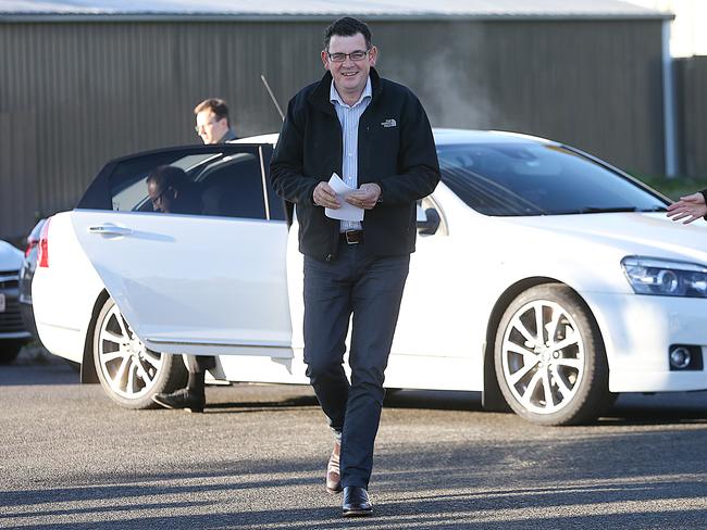 Premier Daniel Andrews arrives at Kokoda Park in Ararat. Picture: Ian Currie