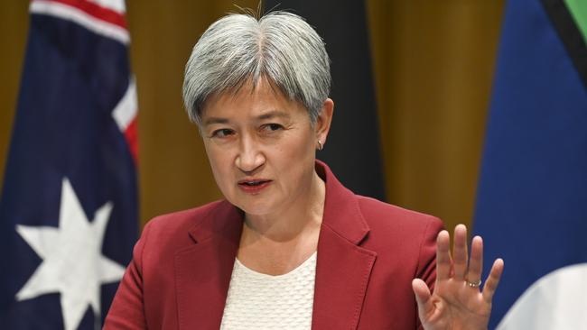 Penny Wong’s speech signalled a shift in Australia’s stance. Picture: NCA NewsWire / Martin Ollman