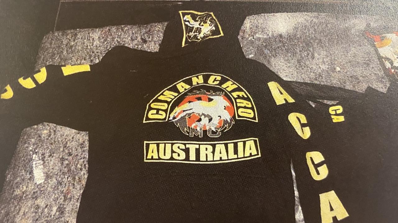 Patches and colours seized from the home of an Adelaide member of the Comanchero in 2022