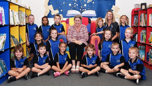 MY FIRST YEAR: One Mile, Prep B, Gympie. Picture: Patrick Woods. Front Left to right. Summah Robinson, Kash Lilwall, Daisy Reid, Tyrus Simpson, Laish Chapman, Louis Joy.Middle Left to right. Tori-Rae Park, Ella Kimber, Aliyah Martins, Dominic Love.Back Left to right. Liam Slater, Antonellah Gorogo, Abel Cockroft, Mrs Charmaine Bogna (Teacher), Shelby Baker, Mrs Kellie Pilkington (Teacher-Aide), Anarlia Godwin.Absent - Mya-Rose Brodbeck, Peyton Geshwend, Lucas McPaul, Wyatt Muller, Maddie Pershouse.