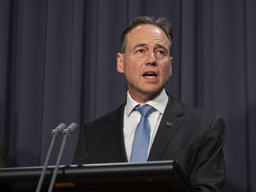 Greg Hunt is moving to head off vaccine hesitancy after ATAGI new advice on the AstraZeneca jab. Picture: NCA NewsWire/Martin Ollman