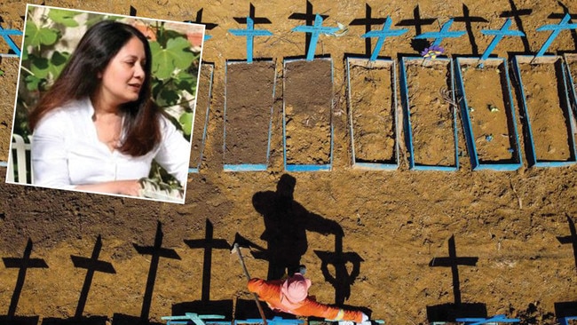 A gravedigger is stands at a cemetery where COVID-19 victims are buried daily, in the neighbourhood of Taruma, in Manaus, Brazil. Manaus, which was devastated by the coronavirus pandemic, may have suffered so many infections that its population now benefits from "herd immunity," according to a preliminary study released on September 23, 2020. Meanwhile, Sunetra Gupta, inset, says herd immunity is the answer to the pandemic. Pictures: AFP/Twitter