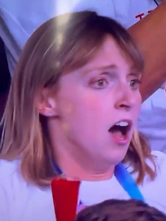 Katie Ledecky was going nuts in the stands with her cowbell.