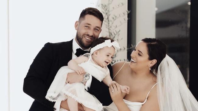 Leah Itsines married her partner of six years Mitch Caon in an intimate ceremony earlier this month. Picture: Instagram