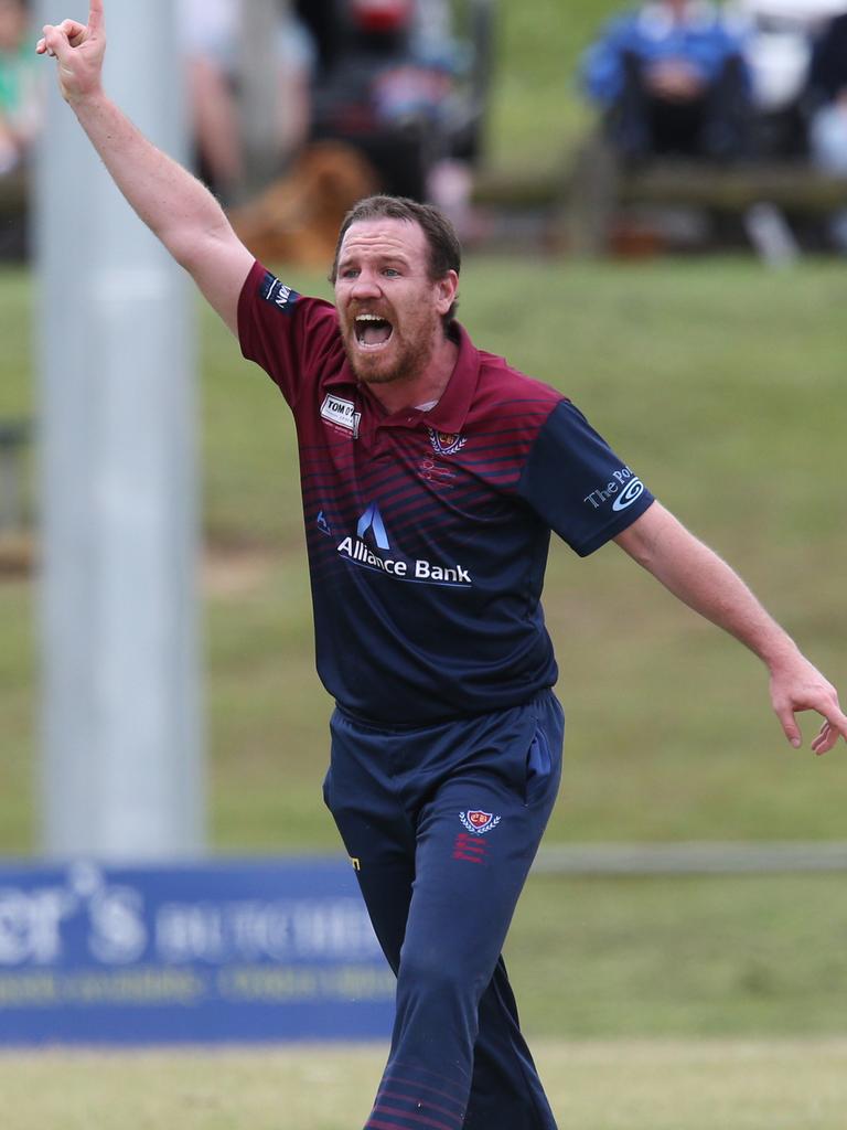 East Belmont’s Dylan McMahon appeals for a wicket against St Joseph’s. Picture: Mark Wilson