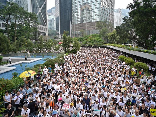 Hong Kong has been rocked by more than a month of huge largely peaceful protests - as well as a series of separate violent confrontations with police - sparked by a law that would have allowed extraditions to mainland China and other countries. Picture: AP