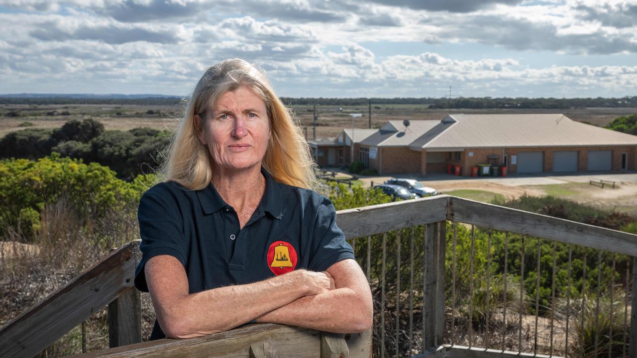 Club president Lisa Happ in front of Bancoora Surf Life Saving Club.. Picture: Brad Fleet