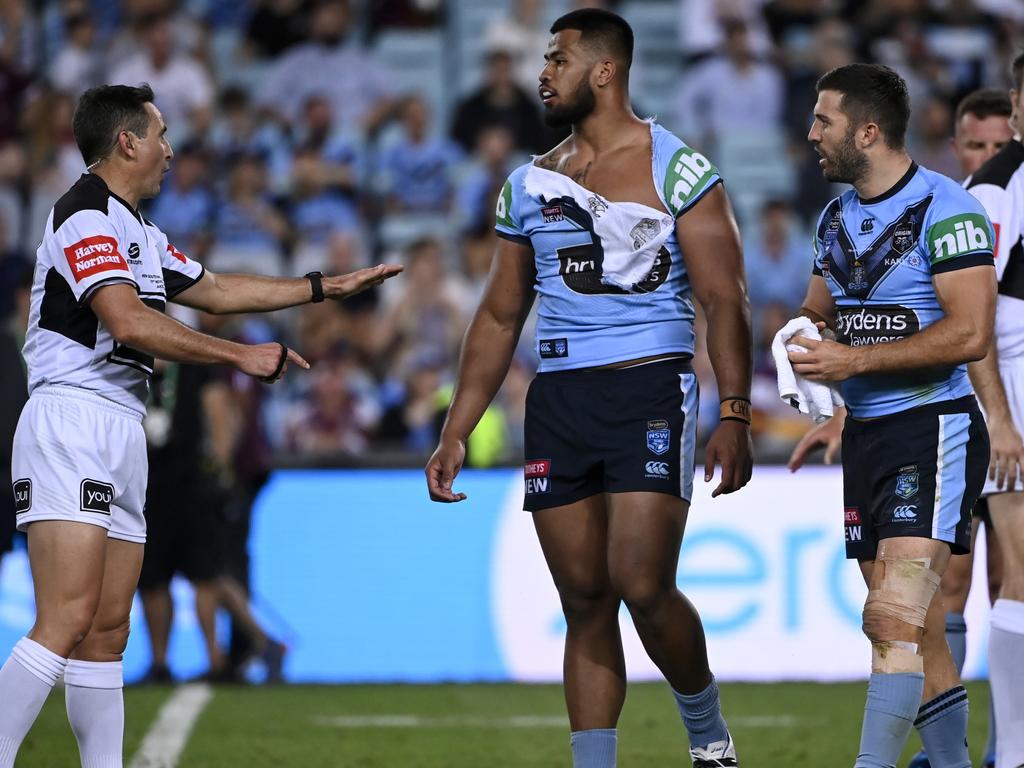 Payne Haas is sent to the bin in Origin II/ Picture: Grant Trouville/NRL Photos