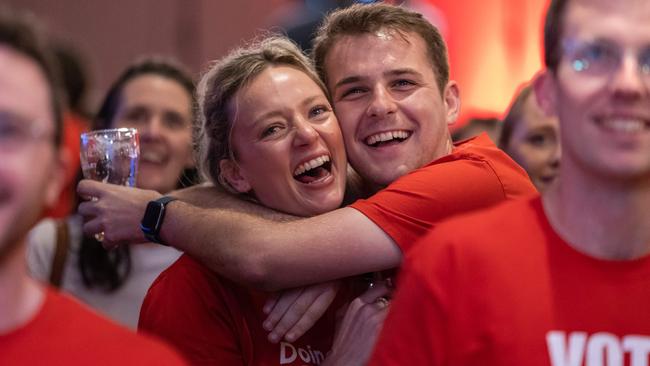 Daniel Andrews supporters at the Headquarters on Victorian election 26th November 2022. Picture: Jason Edwards