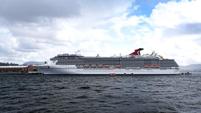 Cruise ship's visit Hobart the Carnival Spirit tied up at Macquarie Wharf. Picture: SAM ROSEWARNE.