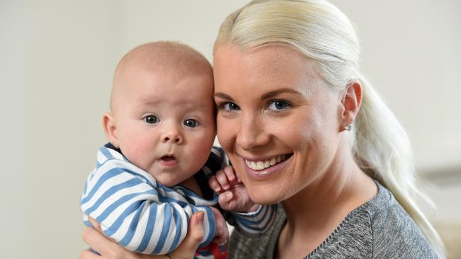 Sara Petrie with her son Henry, four months. Picture: Kylie Else