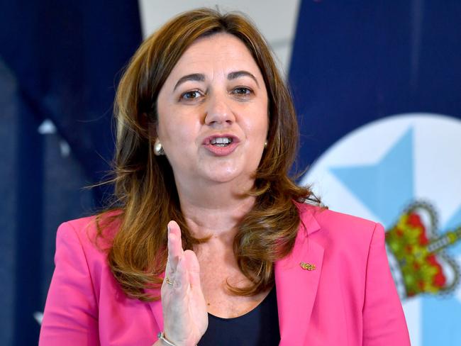 Premier of Queensland Annastacia Palaszczuk at a Covid update in Brisbane. Picture: John Gass