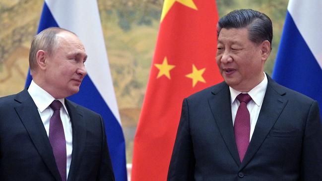 Vladimir Putin and Xi Jinping meet in Beijing on Friday. Picture: AFP