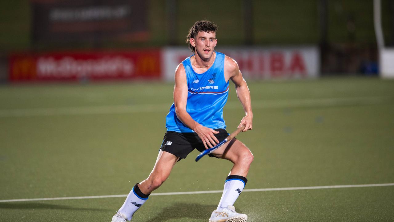 Zach Rakkas in the first Festival of Hockey match between the Territory Stingers and Brisbane Blaze. Picture: Pema Tamang Pakhrin