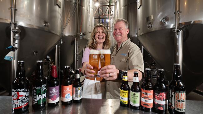 Burleigh Brewing owners Peta and Brennan Fielding. Picture: Glenn Hampson