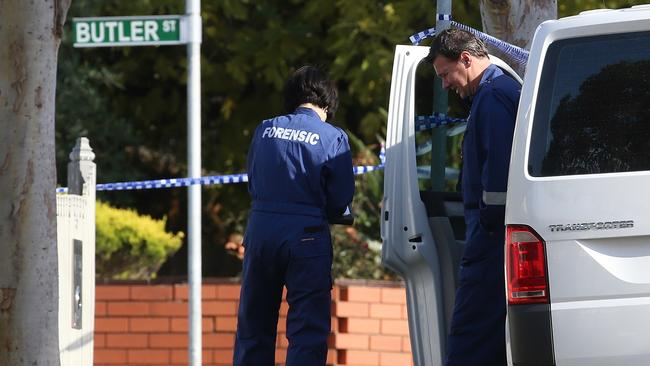 Police are investigating after the body was found by garbage collectors. Picture: Hamish Blair