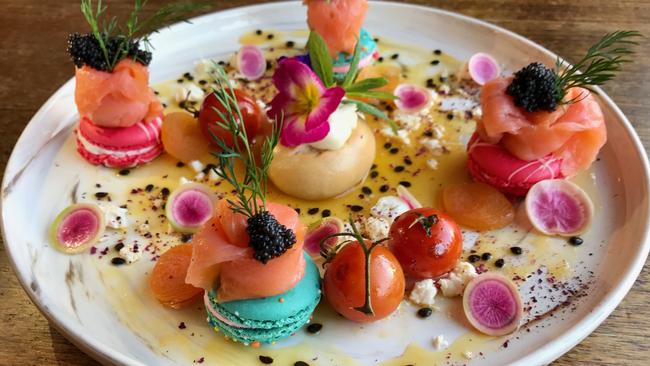 Salmon with macarons at Bello The Shelter. Pictures: Jenifer Jagielski