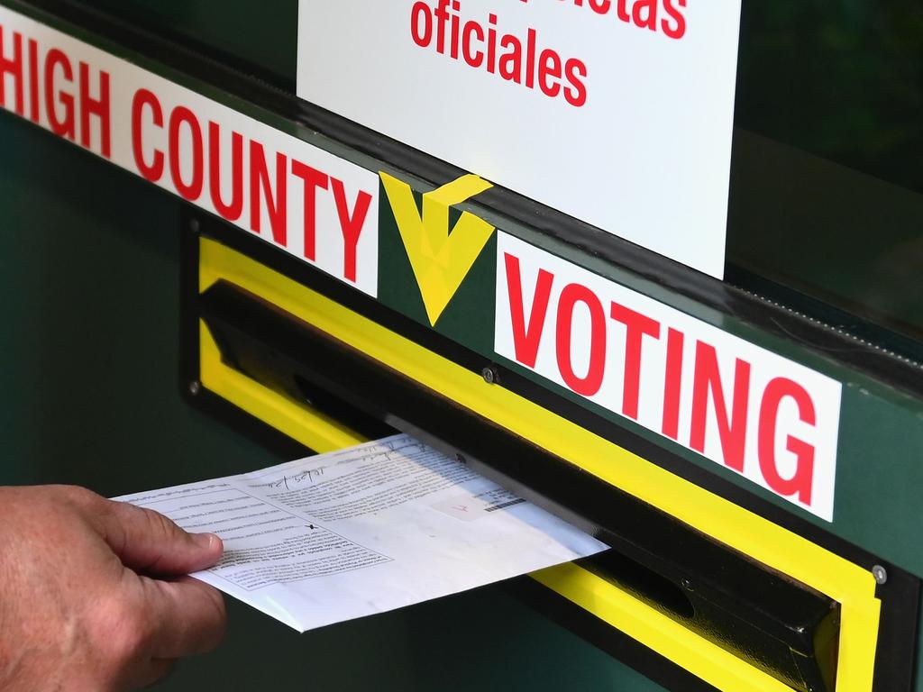 A voter drops off a mailed ballot in Pennsylvania. Picture: Angela Weiss/AFP