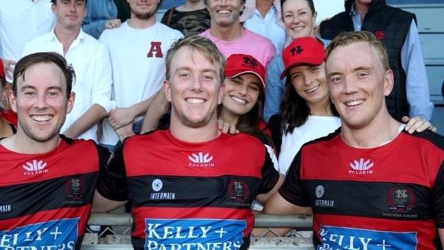 Northern Suburbs player Angus Sinclair with brothers Hamish and Hugh.