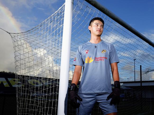 After 15 years of playing in the junior ranks, Juhntye Moloney will kit up as goalkeeper for Edge Hill Tigers' premiership men's squad this Saturday when they take in the Leichhardt Lions, the club which Juhntye's father played goalkeeper for many years.