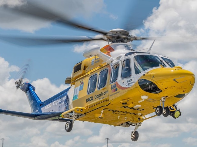 The RACQ CapRescue Rescue300 chopper is on its way to a cruise ship off the coast of Central Queensland on Wednesday, October 5, 2022.