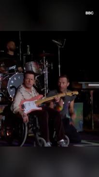 Michael J. Fox makes surprise appearance with Coldplay