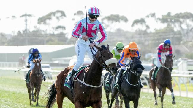 Luca Remondet was thrilled to win for the first time at the Warrnambool carnival. Picture: George Sal/Racing Photos via Getty Images