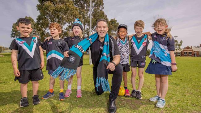 Arlo Constable, Solomon Duke, Layla Robinson, Aadi Doraisamy Cafasso, Marko Grcic, Seraphina Hartshorne with Principal Dan Jarrad. Picture: Ben Clark